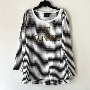 Striped Ladies Guinness Beer long sleeve Tee Shirt Sz L‎